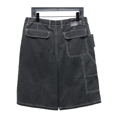 Dior & Stone Island Stone Island co-branded pocket leather label work denim shorts Jeans 2 02