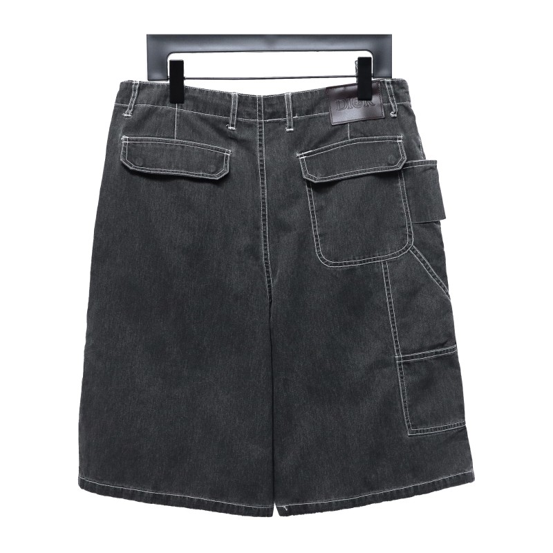  Dior & Stone Island Stone Island co-branded pocket leather label work denim shorts Jeans 2