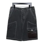 Dior & Stone Island Stone Island co-branded pocket leather label work denim shorts Jeans 2