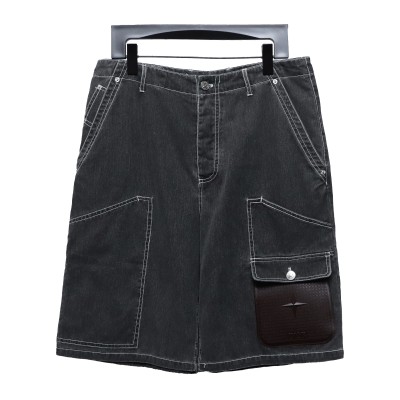  Dior & Stone Island Stone Island co-branded pocket leather label work denim shorts Jeans 2 01