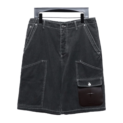 Dior & Stone Island Stone Island co-branded pocket leather label work denim shorts Jeans 2 01