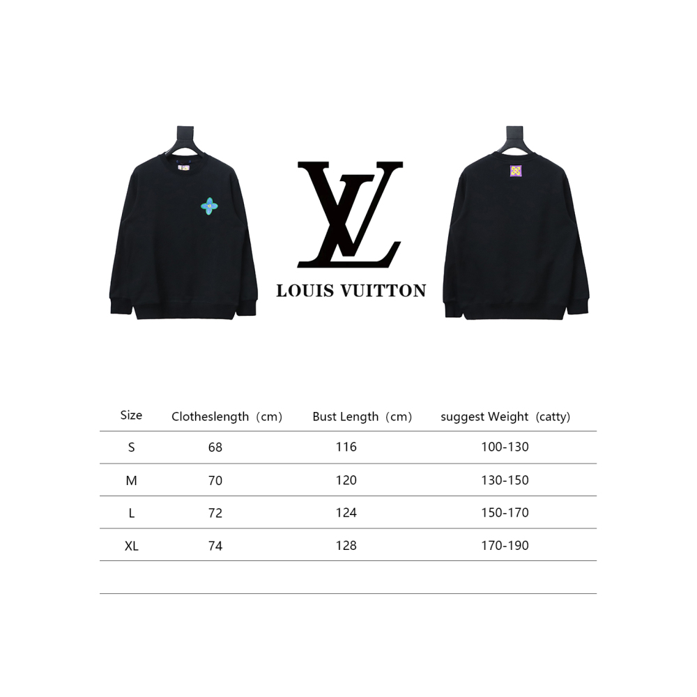  Louis Vuitton24Fw four-leaf clover embroidery round neck Hoodie
