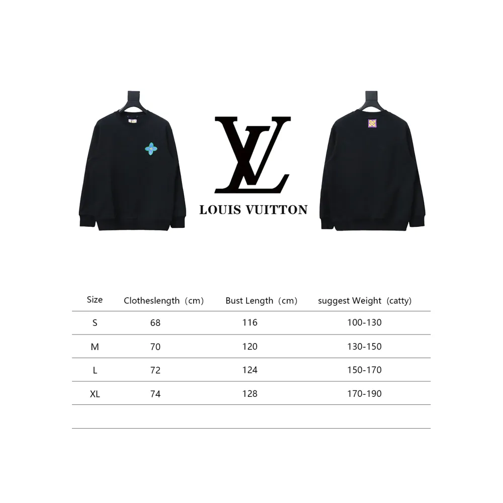  Louis Vuitton24Fw four-leaf clover embroidery round neck Hoodie
