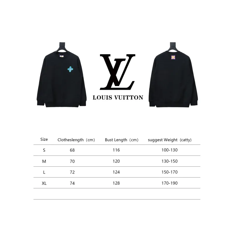  Louis Vuitton24Fw four-leaf clover embroidery round neck Hoodie