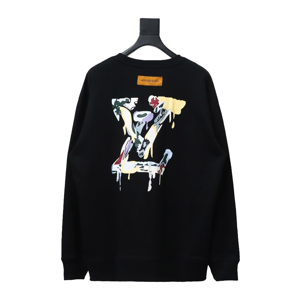 Louis Vuitton24Fw graffiti letter print round neck Hoodie