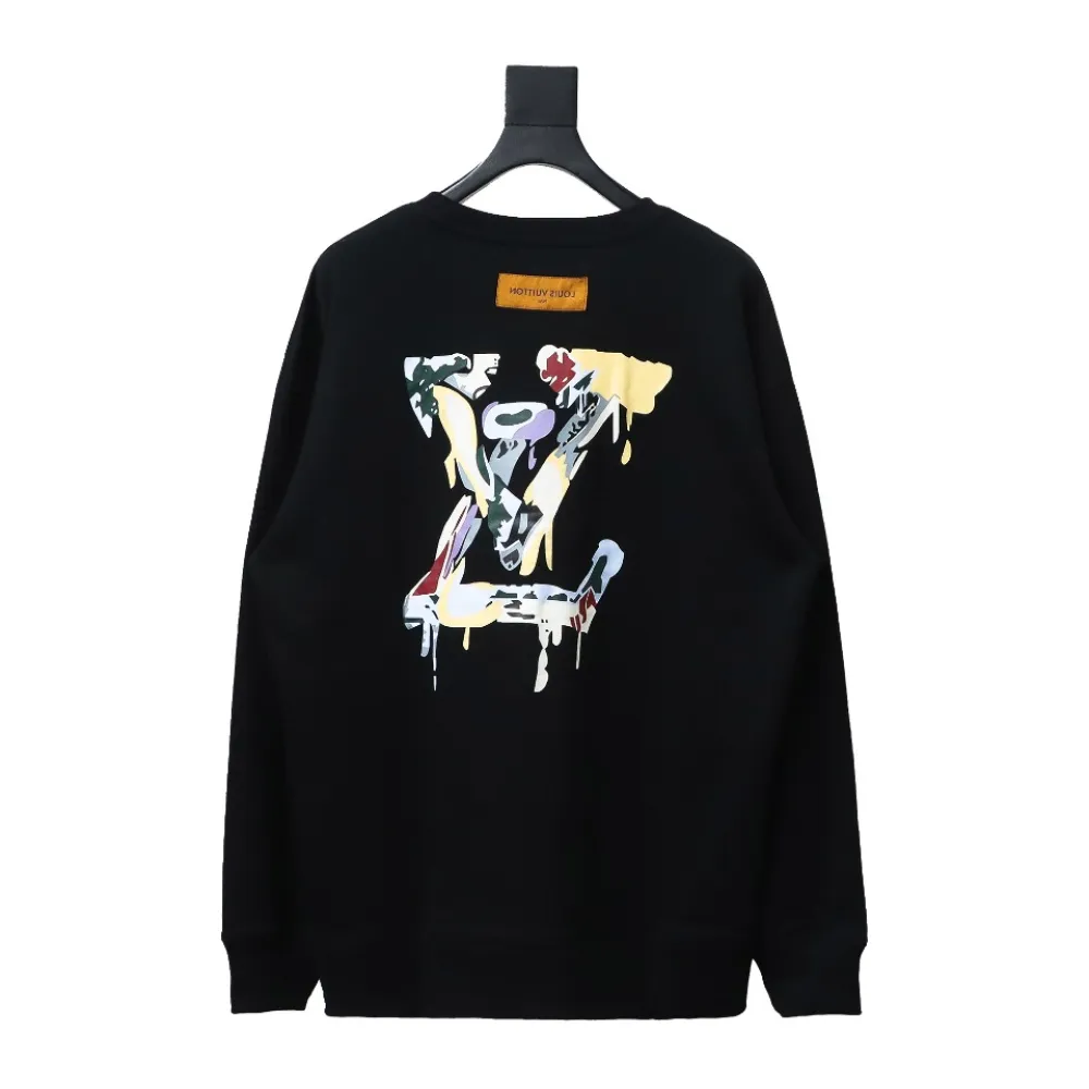  Louis Vuitton24Fw graffiti letter print round neck Hoodie