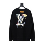  Louis Vuitton24Fw graffiti letter print round neck Hoodie