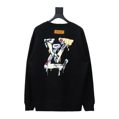 Louis Vuitton24Fw graffiti letter print round neck Hoodie 02