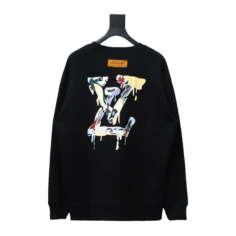  Louis Vuitton24Fw graffiti letter print round neck Hoodie