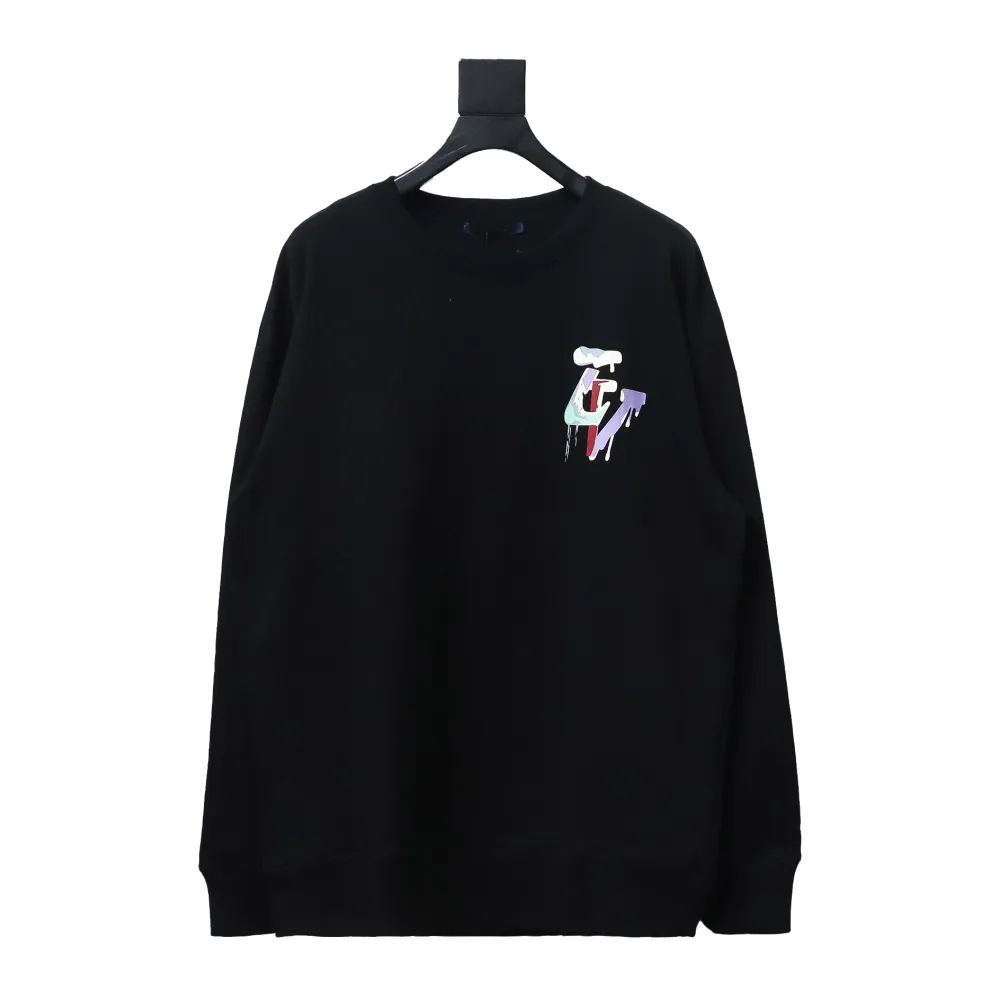  Louis Vuitton24Fw graffiti letter print round neck Hoodie