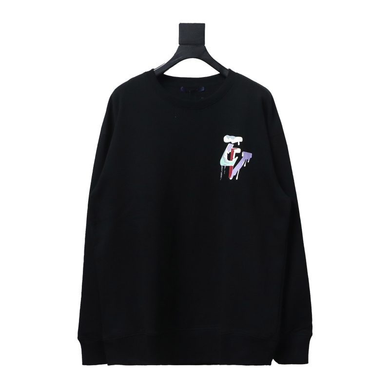 Louis Vuitton24Fw graffiti letter print round neck Hoodie