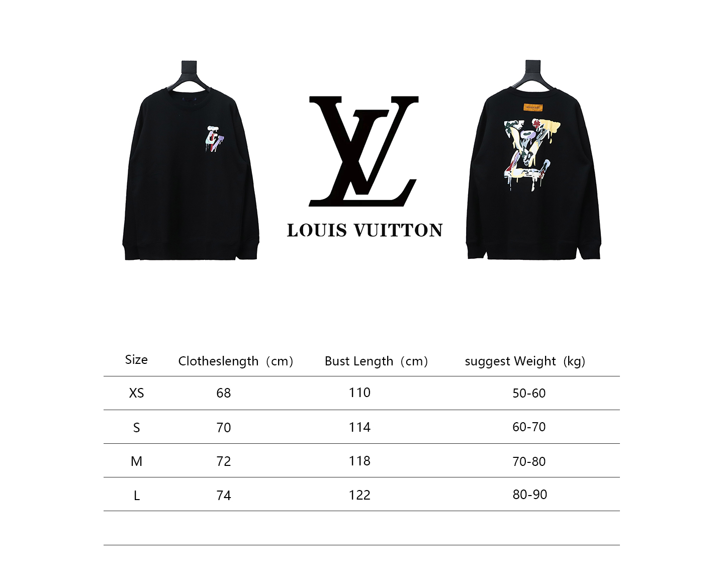 Louis Vuitton24Fw graffiti letter print round neck Hoodie