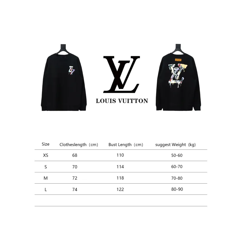  Louis Vuitton24Fw graffiti letter print round neck Hoodie