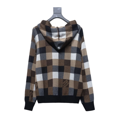 Louis Vuitton 24Fw Damier checkerboard monogram letter knitted hooded Hoodie 02