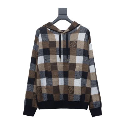  Louis Vuitton 24Fw Damier checkerboard monogram letter knitted hooded Hoodie 01