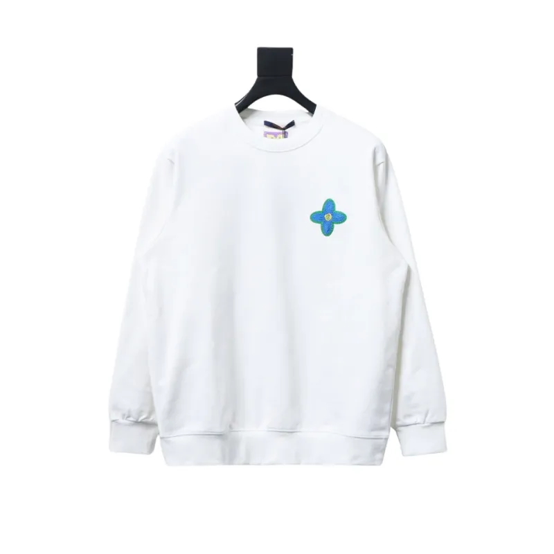  Louis Vuitton 24Fw four-leaf clover embroidery round neck Hoodie
