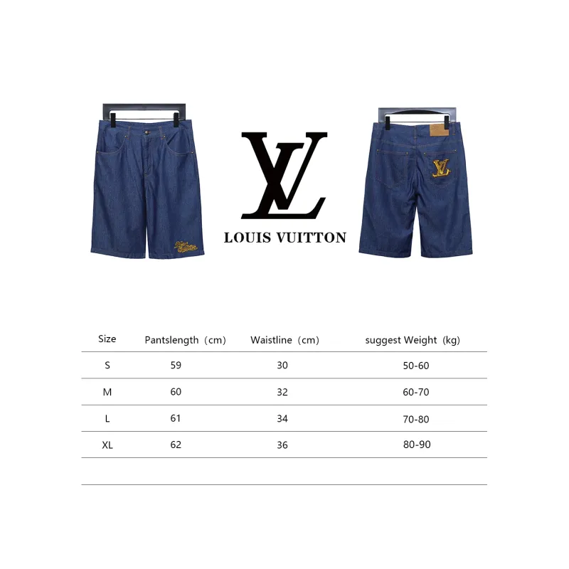 Louis Vuitton 24ss rope embroidery denim shorts Jeans