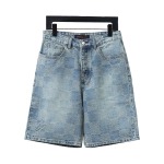  Louis Vuitton DAMIER checkerboard denim shorts Jeans