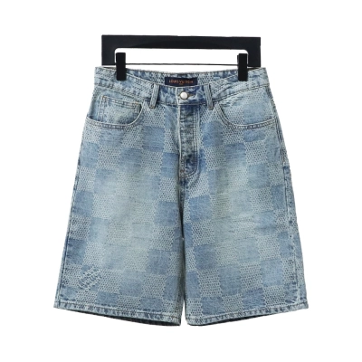 Louis Vuitton DAMIER checkerboard denim shorts Jeans 01