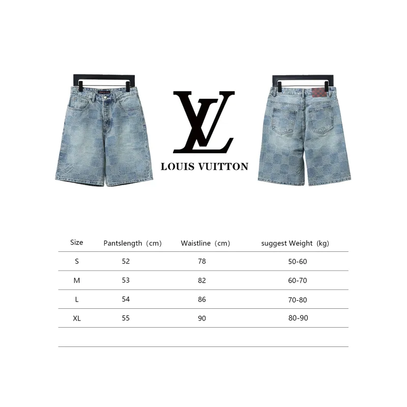 Louis Vuitton DAMIER checkerboard denim shorts Jeans