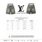  Louis Vuitton distressed washed full print denim shorts Jeans