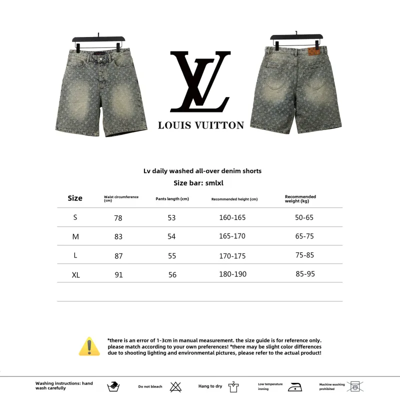 Louis Vuitton distressed washed full print denim shorts Jeans