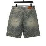 Louis Vuitton distressed washed full print denim shorts Jeans