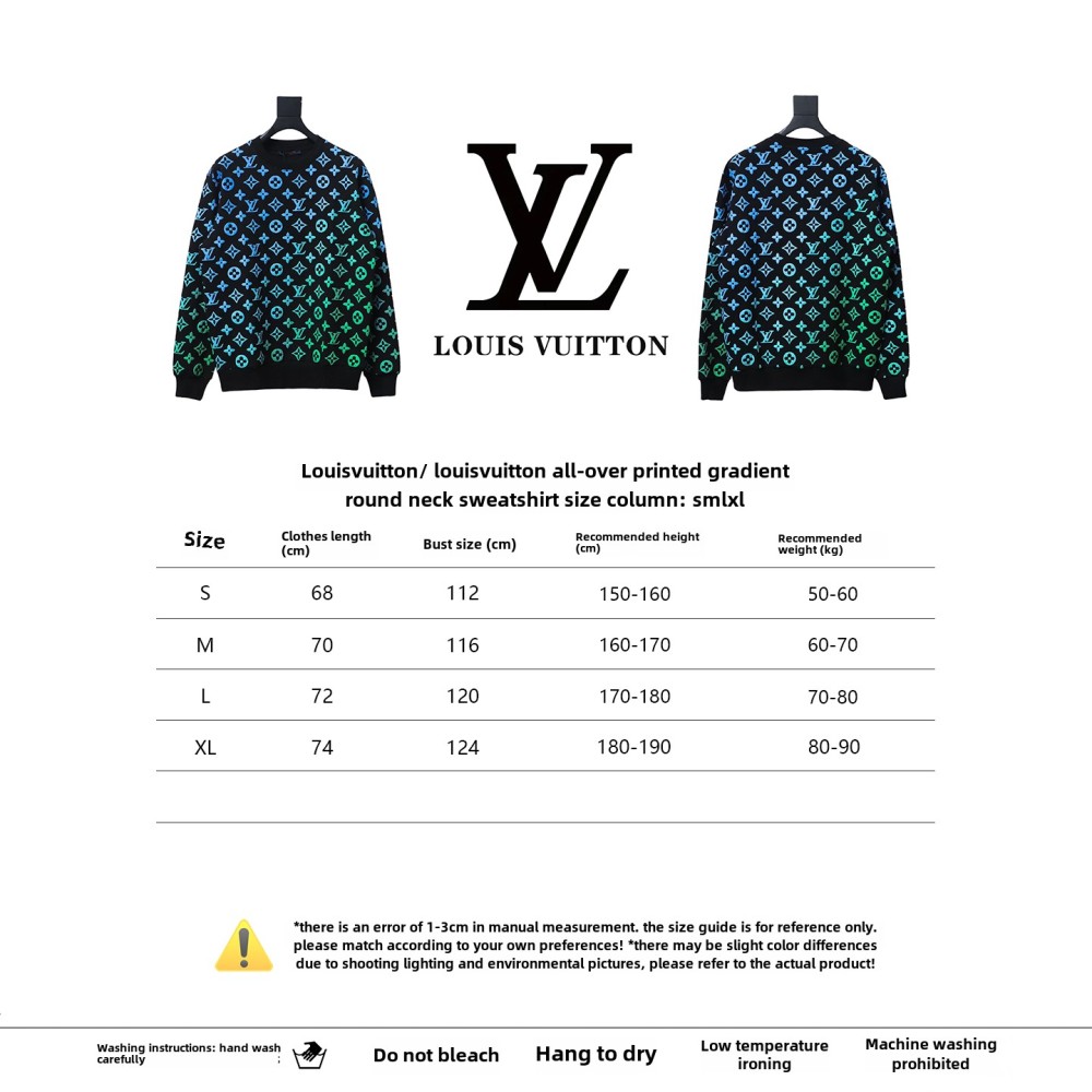  Louis Vuitton full print gradient round neck Hoodie