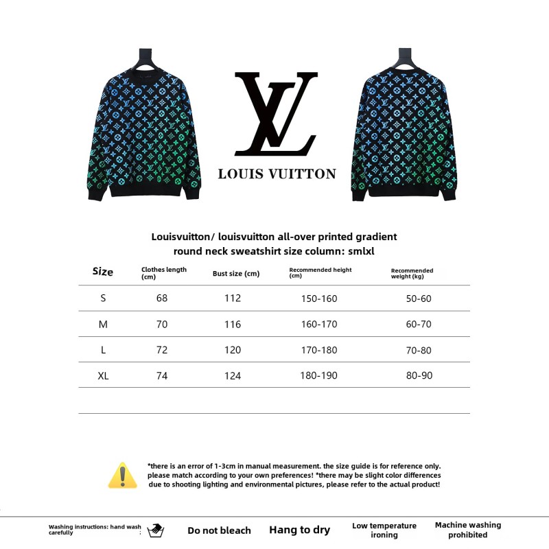  Louis Vuitton full print gradient round neck Hoodie