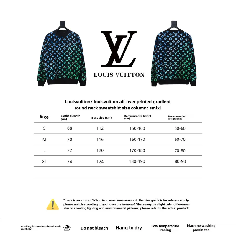  Louis Vuitton full print gradient round neck Hoodie