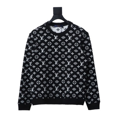  Louis Vuitton full print LOGO jacquard round neck Hoodie 01