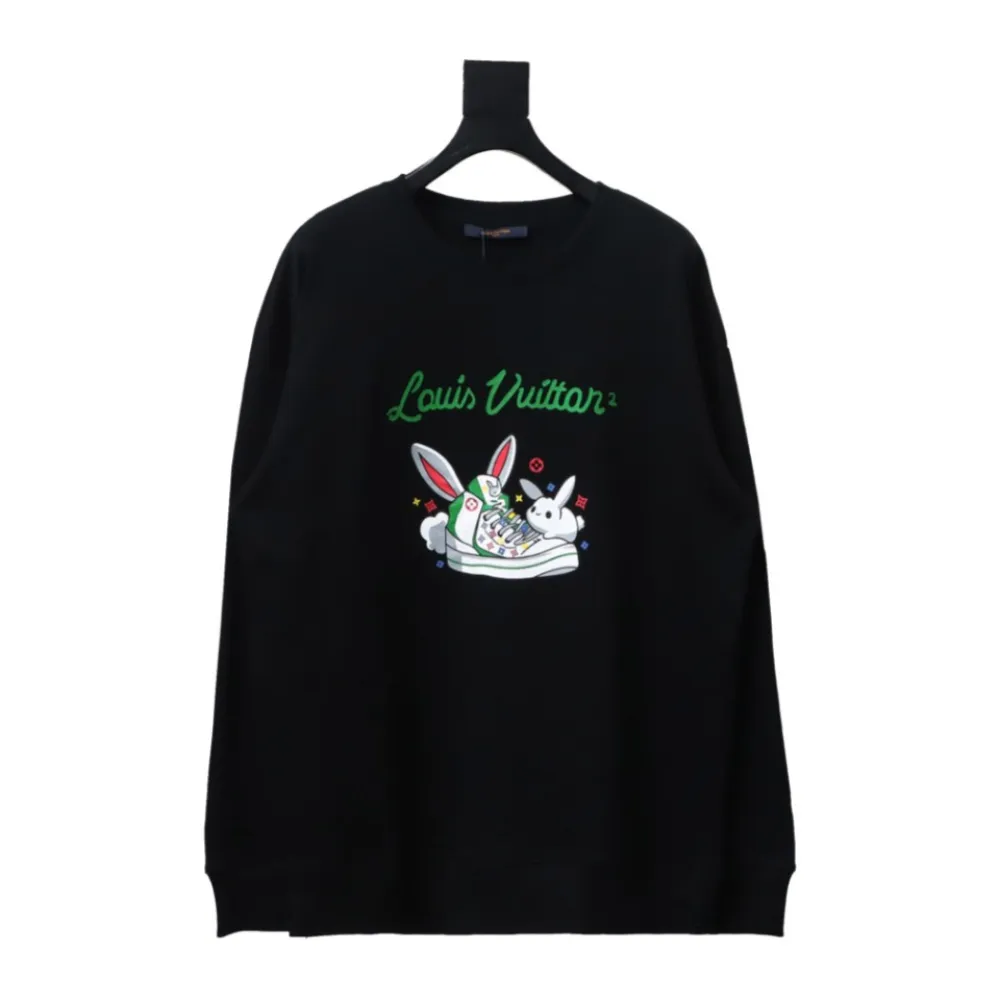  Louis Vuitton rabbit trendy shoes print round neck Hoodie 1