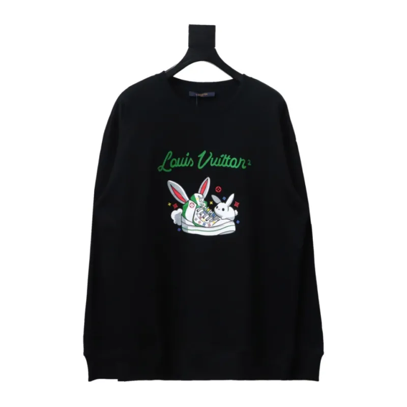  Louis Vuitton rabbit trendy shoes print round neck Hoodie 1
