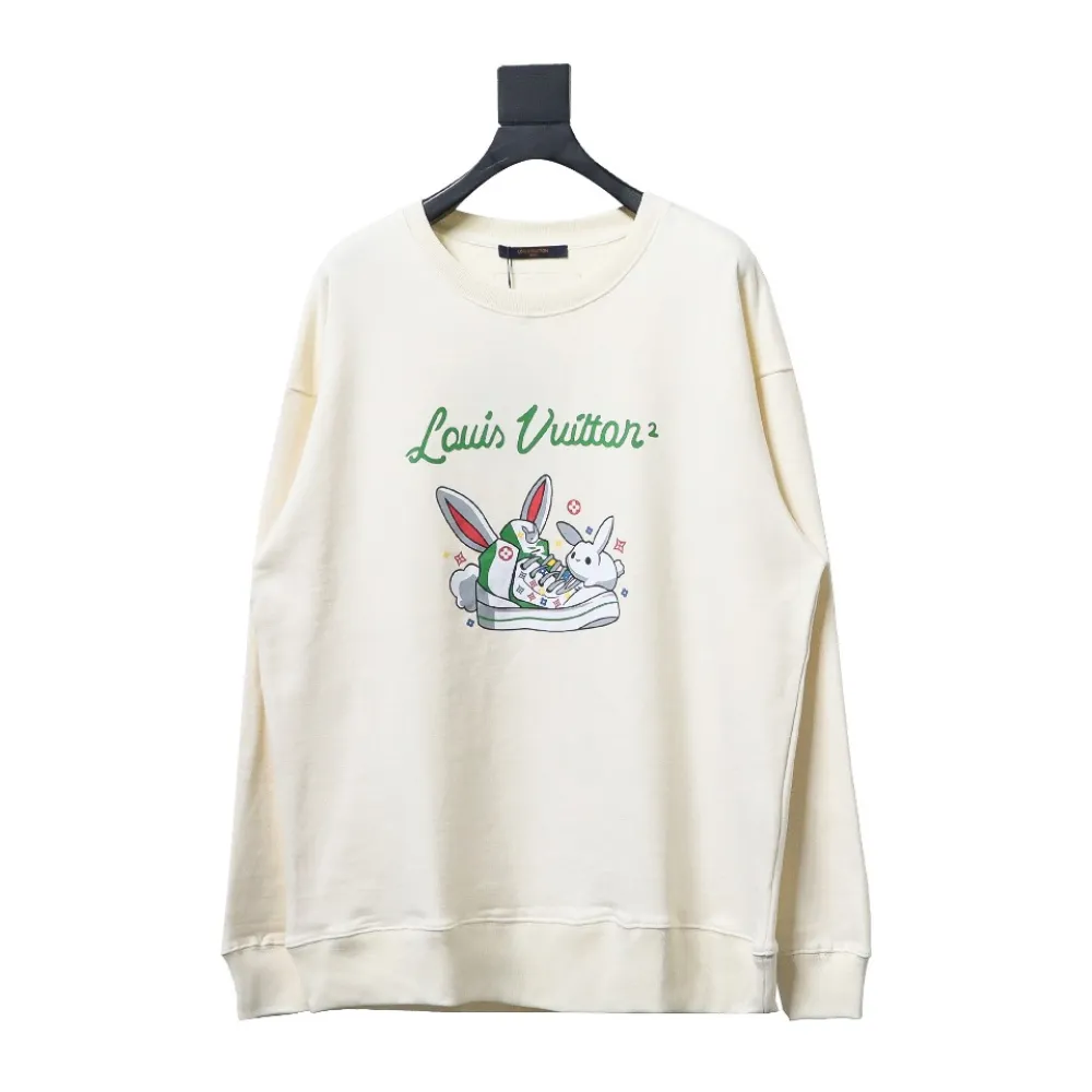  Louis Vuitton rabbit trendy shoes print round neck Hoodie 2