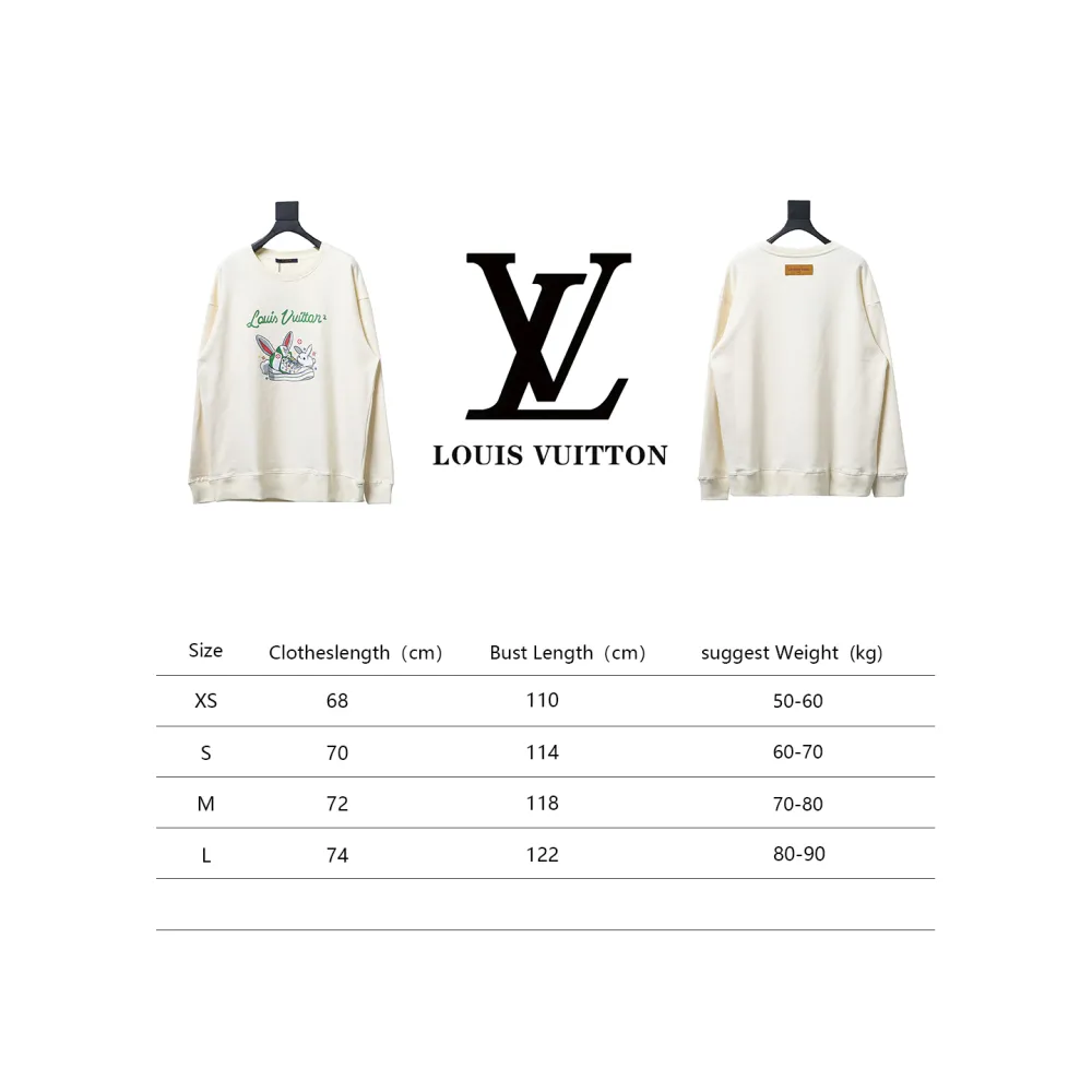  Louis Vuitton rabbit trendy shoes print round neck Hoodie 2