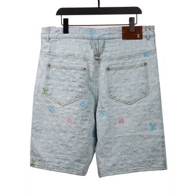  Louis Vuitton washed full print denim shorts Jeans 02