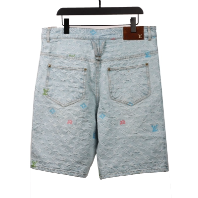 Louis Vuitton washed full print denim shorts Jeans 02