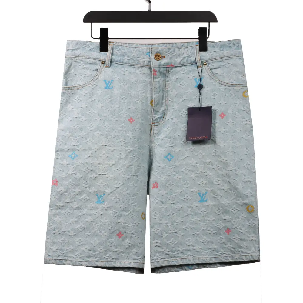 Louis Vuitton washed full print denim shorts Jeans
