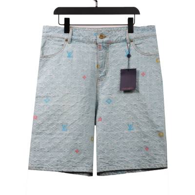  Louis Vuitton washed full print denim shorts Jeans 01