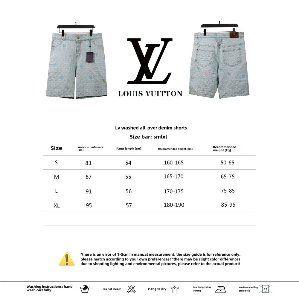 Louis Vuitton washed full print denim shorts Jeans