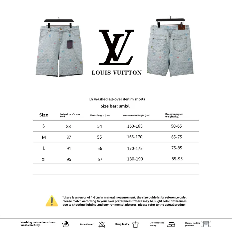 Louis Vuitton washed full print denim shorts Jeans
