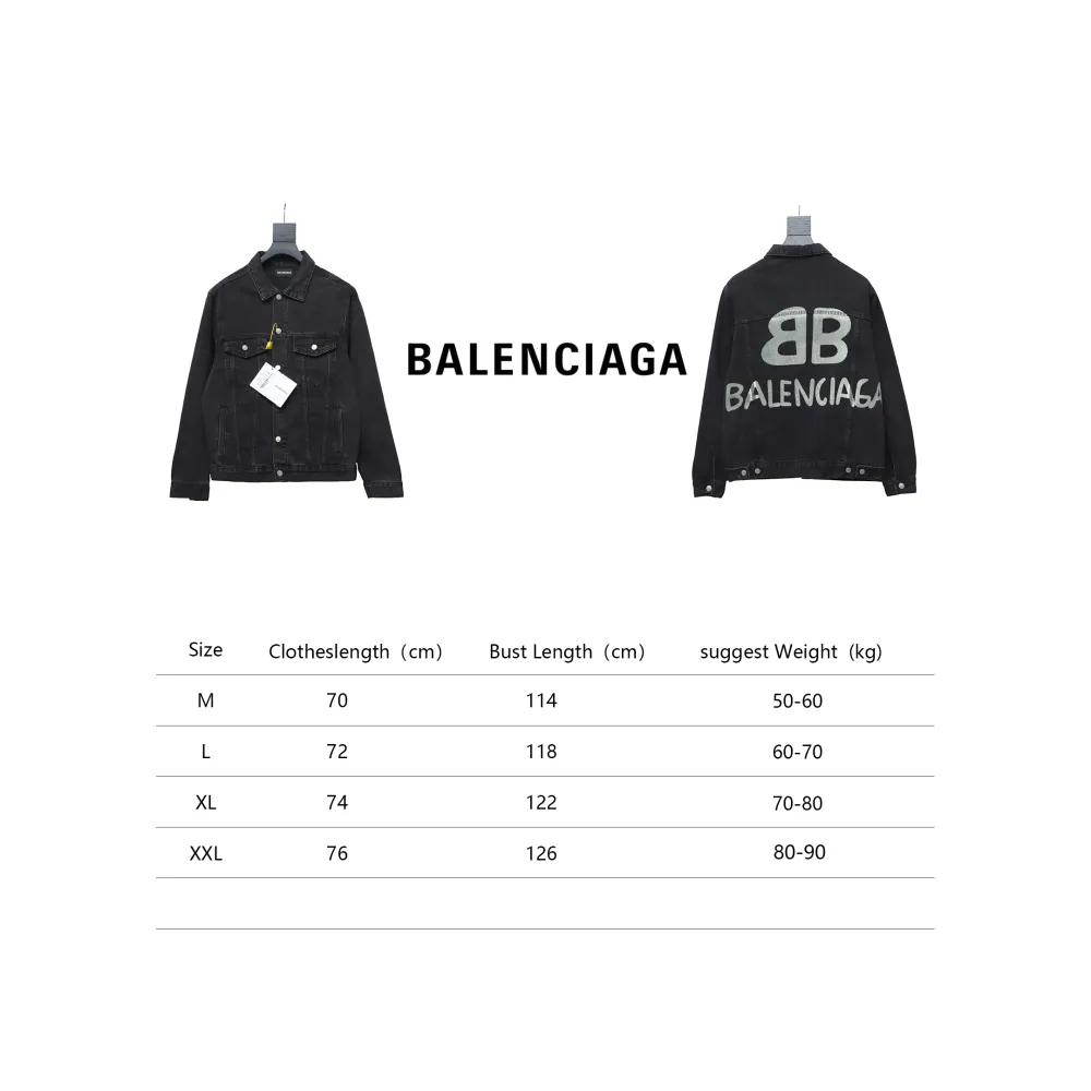 Balenciaga24SS double B graffiti white ink-splashed denim jacket
