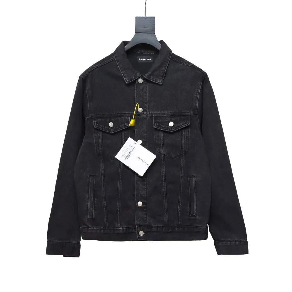 Balenciaga24SS double B graffiti white ink-splashed denim jacket