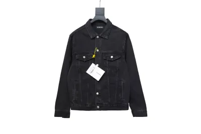 Balenciaga24SS double B graffiti white ink-splashed denim jacket 01