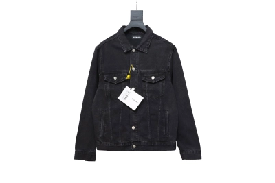 Balenciaga24SS double B graffiti white ink-splashed denim jacket 01