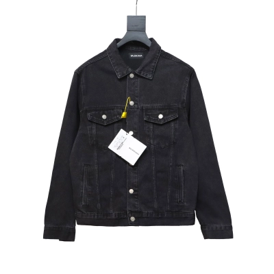 Balenciaga24SS double B graffiti white ink-splashed denim jacket 01