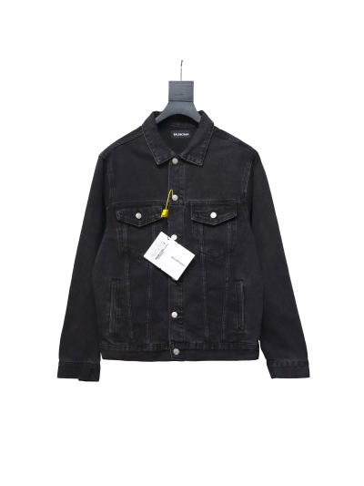 Balenciaga24SS double B graffiti white ink-splashed denim jacket 01