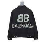 Balenciaga24SS double B graffiti white ink-splashed denim jacket