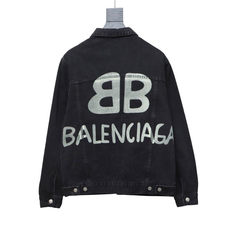  Balenciaga24SS double B graffiti white ink-splashed denim jacket