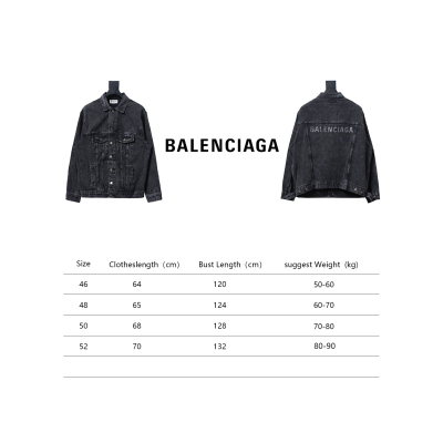 Balenciaga24ss letter hot-drilled washed denim jacket